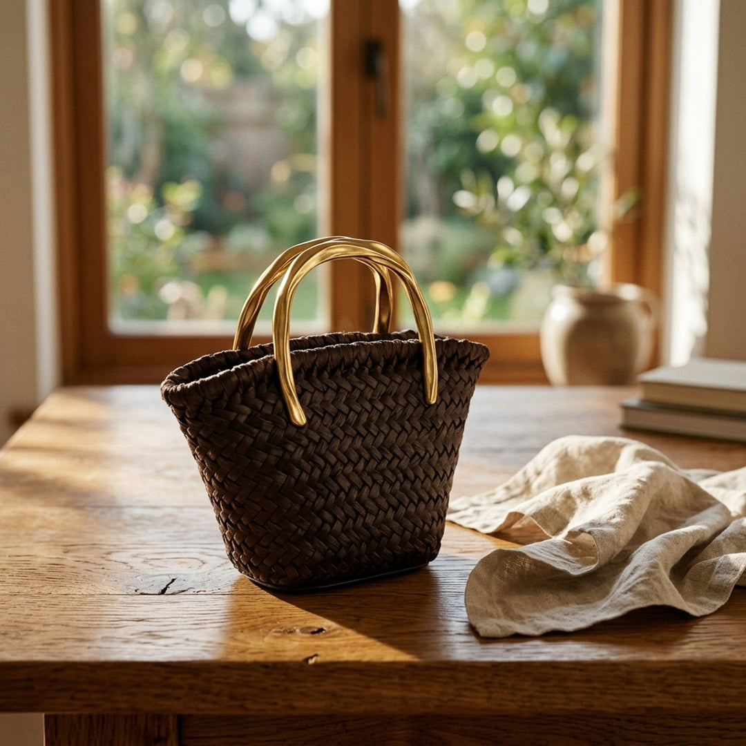 Cora Woven Straw Chain Bag