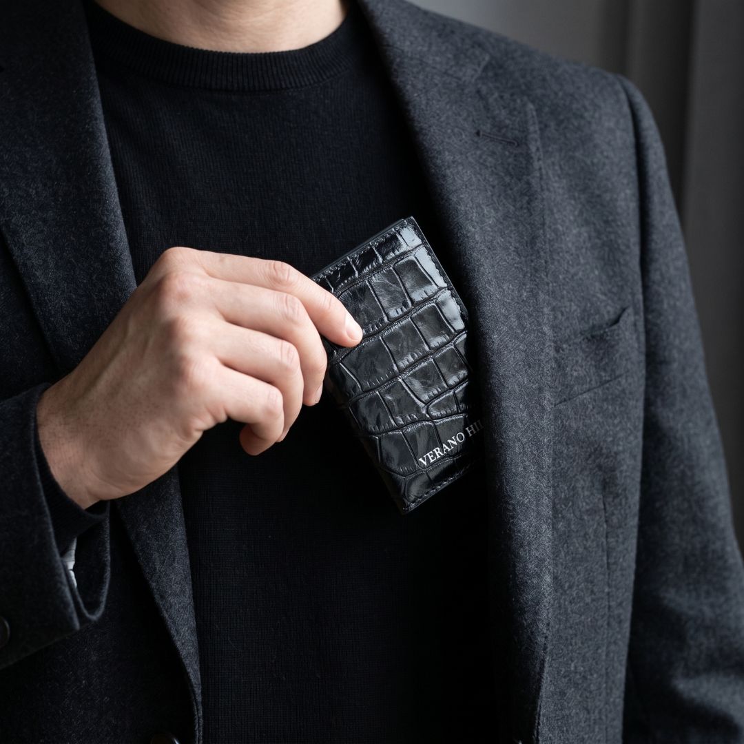 Croc-Embossed Bifold Wallet